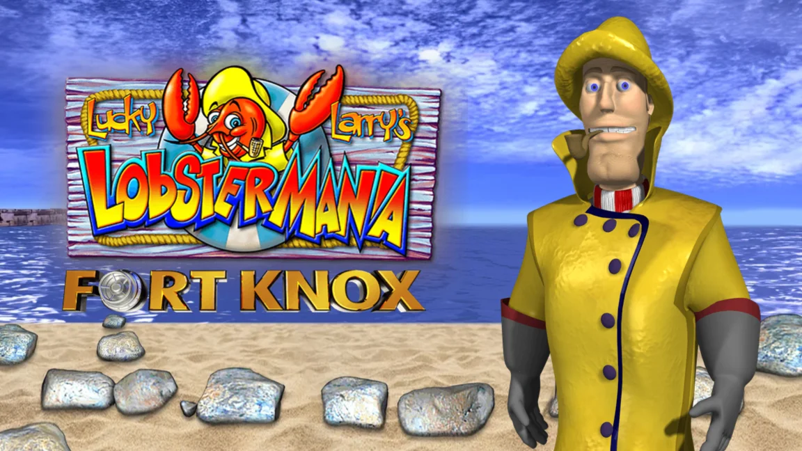 The promotional header for Fort Knox Lucky Larry's Lobstermania, an online slot game on Betty.ca.