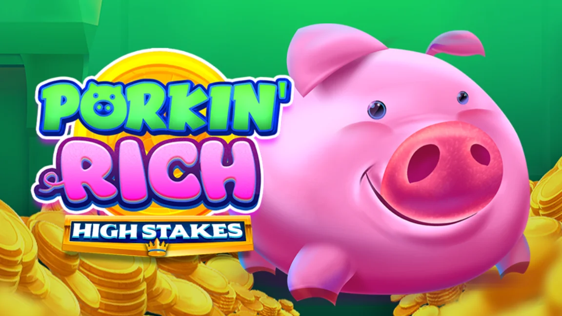 The promotional header for Porkin' Rich High Stakes, an online slot game on Betty.ca.