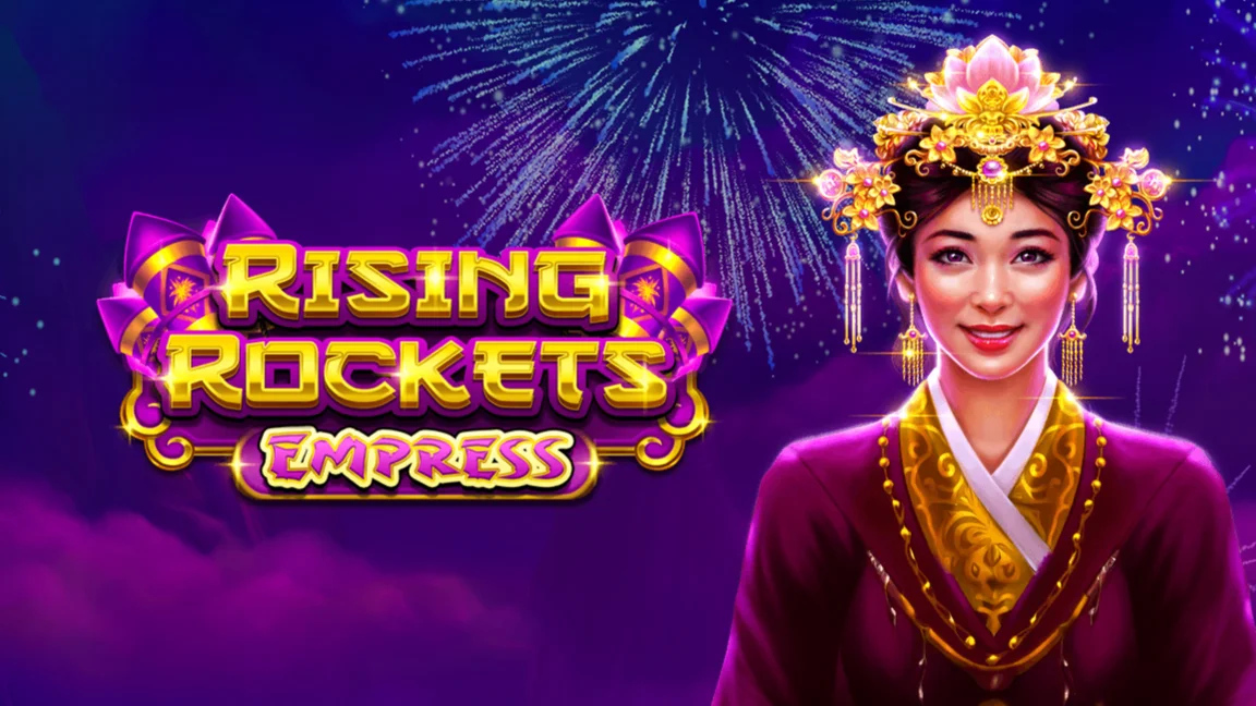 The promotional header for Rising Rockets Empress, an online slot game on Betty.ca.