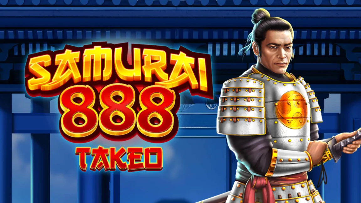 The promotional header for Samurai 888 Takeo (Bonus Buy), an online slot game on Betty.ca.