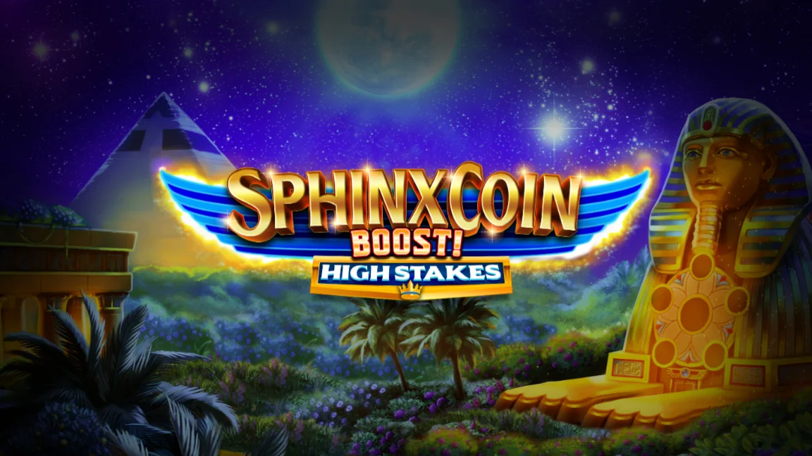 The promotional header for Sphinx Coin Boost! High Stakes, an online slot game on Betty.ca.