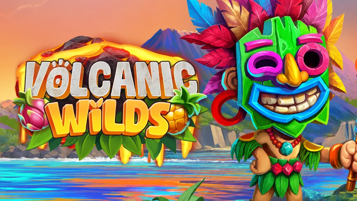The promotional header for Volcanic Wilds, an online slot game on Betty.ca.