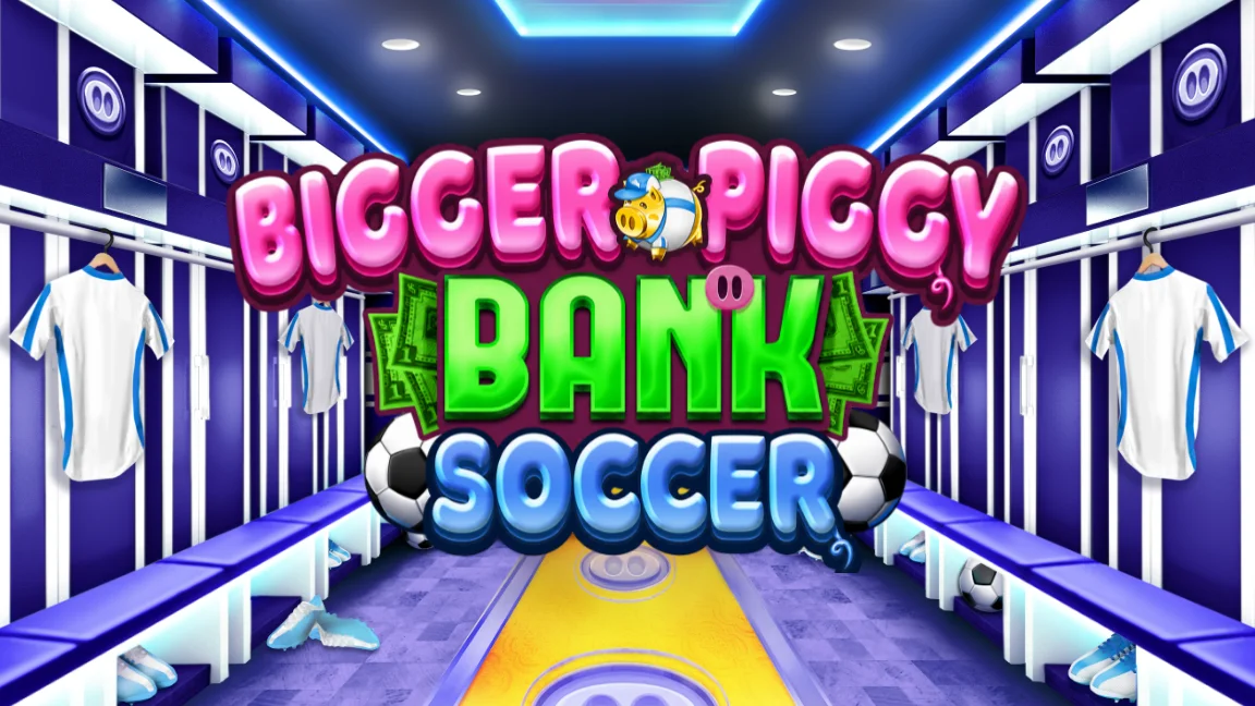 The promotional header for Bigger Piggy Bank Soccer, an online slot game on Betty.ca.