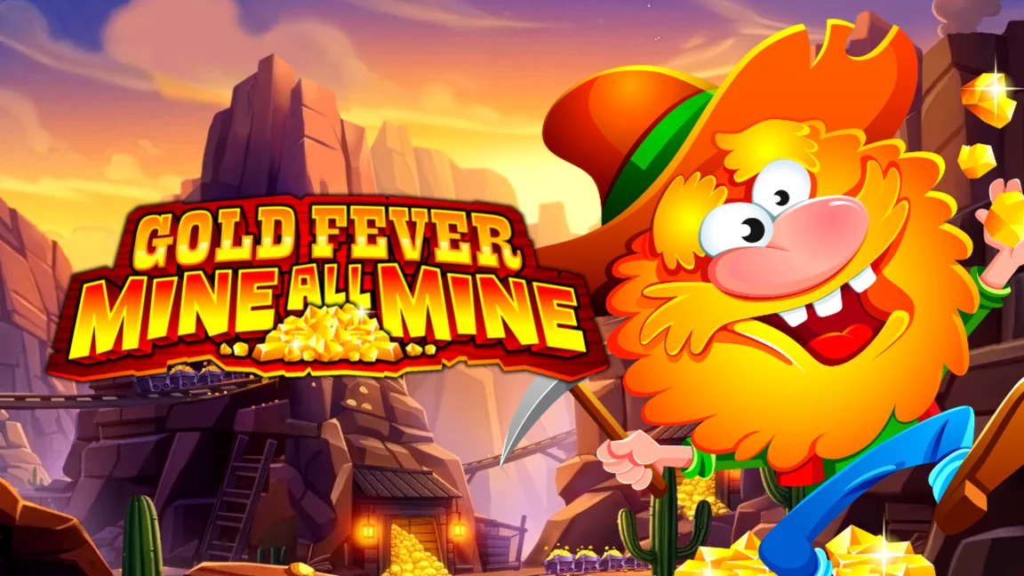 The promotional header for Gold Fever Mine All Mine, an online slot game on Betty.ca.