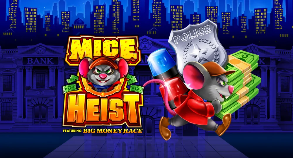 The promotional header for Mice Heist, an online slot game on Betty.ca.