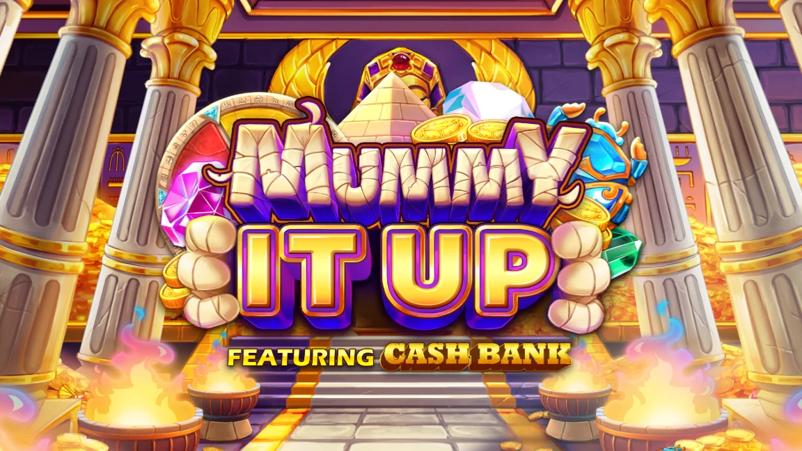The promotional header for Mummy It Up!, an online slot game on Betty.ca.