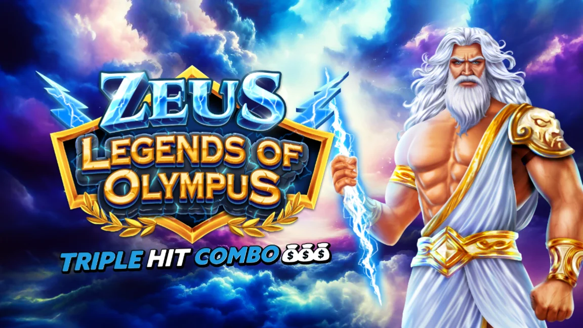 The promotional header for Zeus Legends of Olympus, an online slot game on Betty.ca.