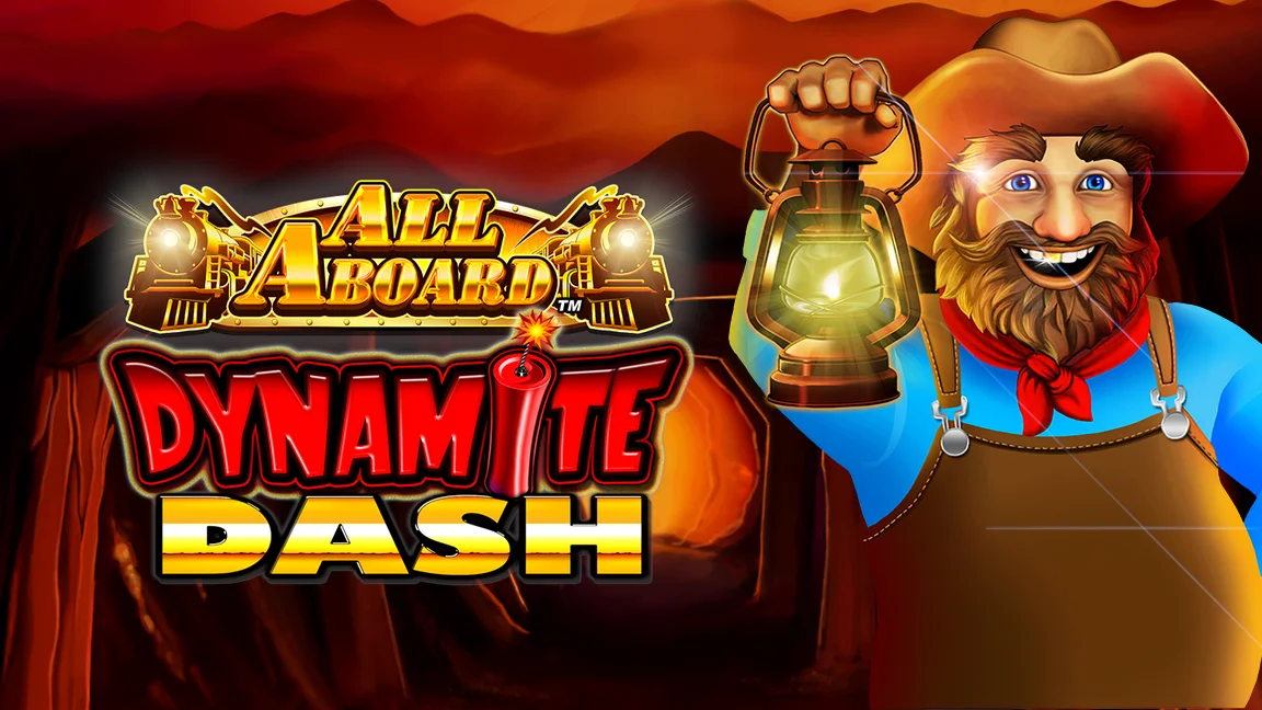 The promotional header for All Aboard Dynamite Dash, an online slot game on Betty.ca.