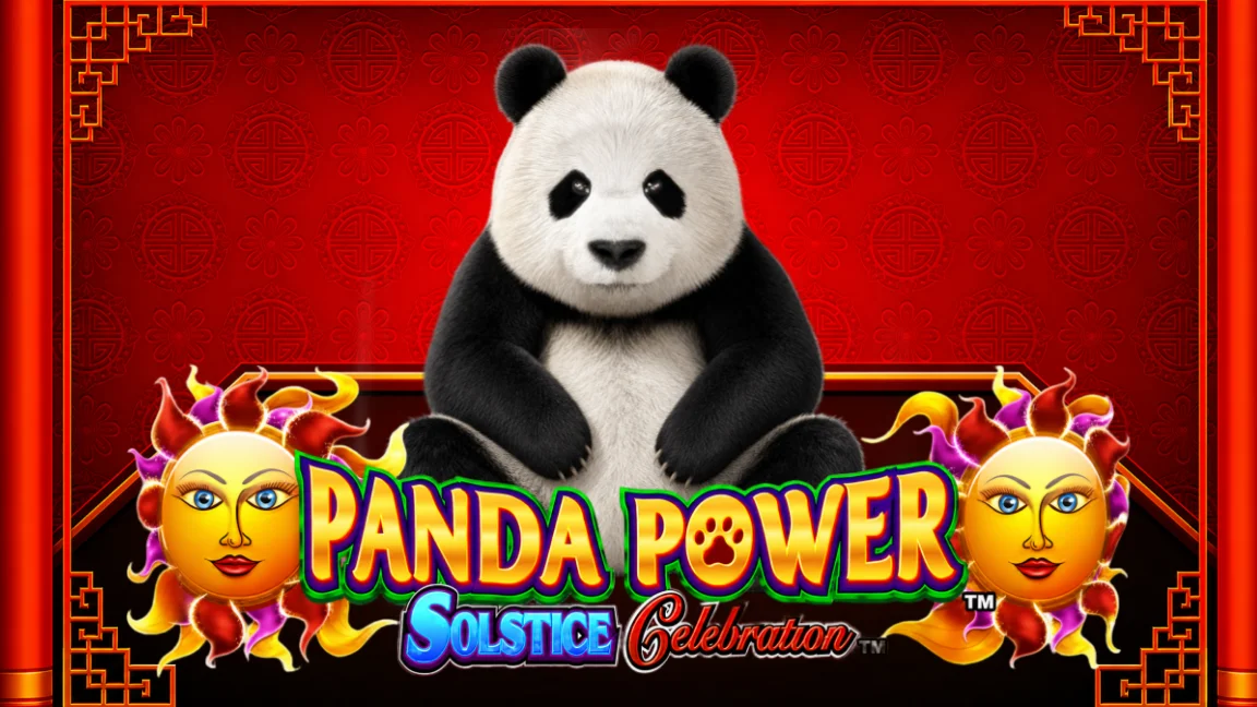 The promotional header for Panda Power Solstice Celebration, an online slot game on Betty.ca.