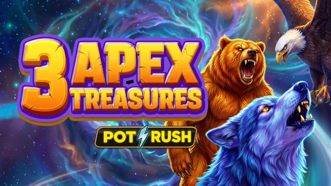 The promotional header for 3 Apex Treasures, an online slot game on Betty.ca.
