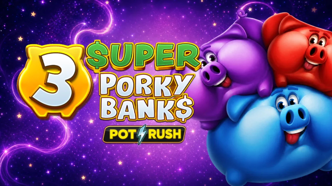The promotional header for 3 Super Porky Banks, an online slot game on Betty.ca.
