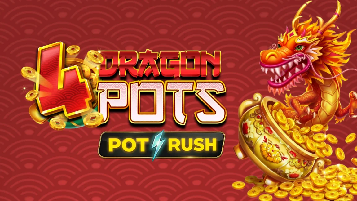 The promotional header for 4 Dragon Pots, an online slot game on Betty.ca.