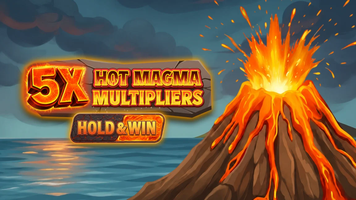The promotional header for 5X Hot Magma Multipliers, an online slot game on Betty.ca.
