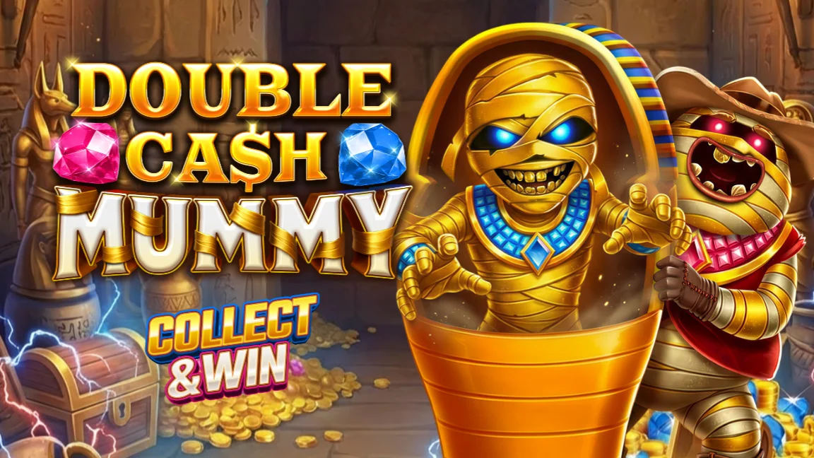 The promotional header for Double Cash Mummy, an online slot game on Betty.ca.