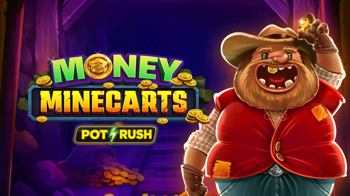 The promotional header for Money Minecarts, an online slot game on Betty.ca.