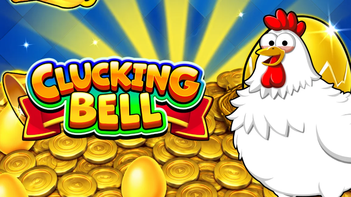 The promotional header for Clucking Bell, an online slot game on Betty.ca.