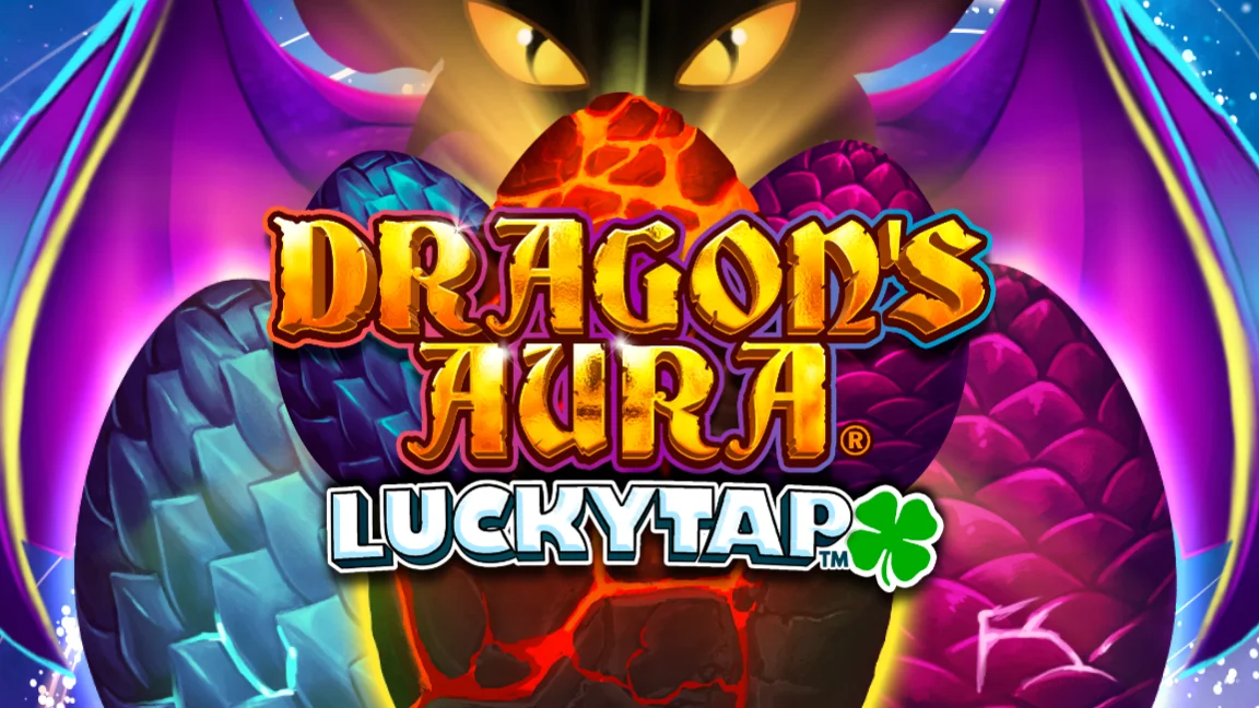 The promotional header for Dragon's Aura LuckyTap™, an online slot game on Betty.ca.