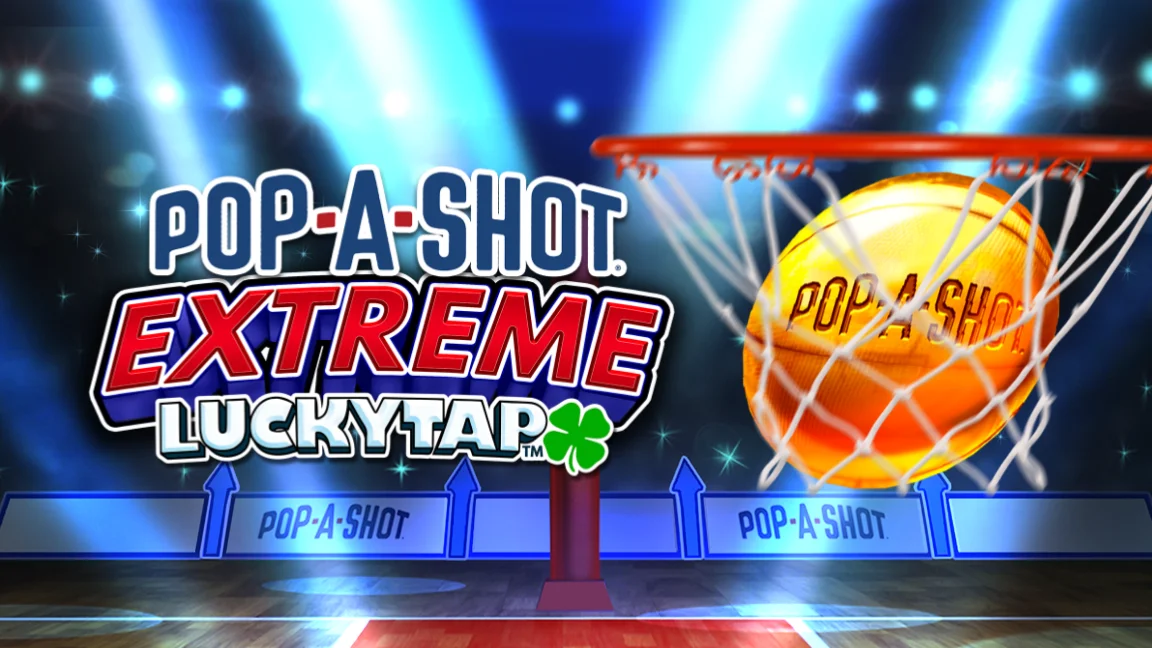 The promotional header for Pop-A-Shot Extreme LuckyTap™, an online slot game on Betty.ca.