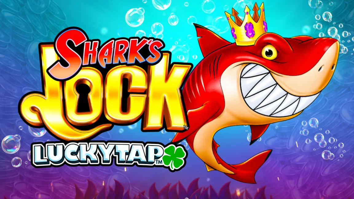 The promotional header for Sharks Lock LuckyTap™, an online slot game on Betty.ca.