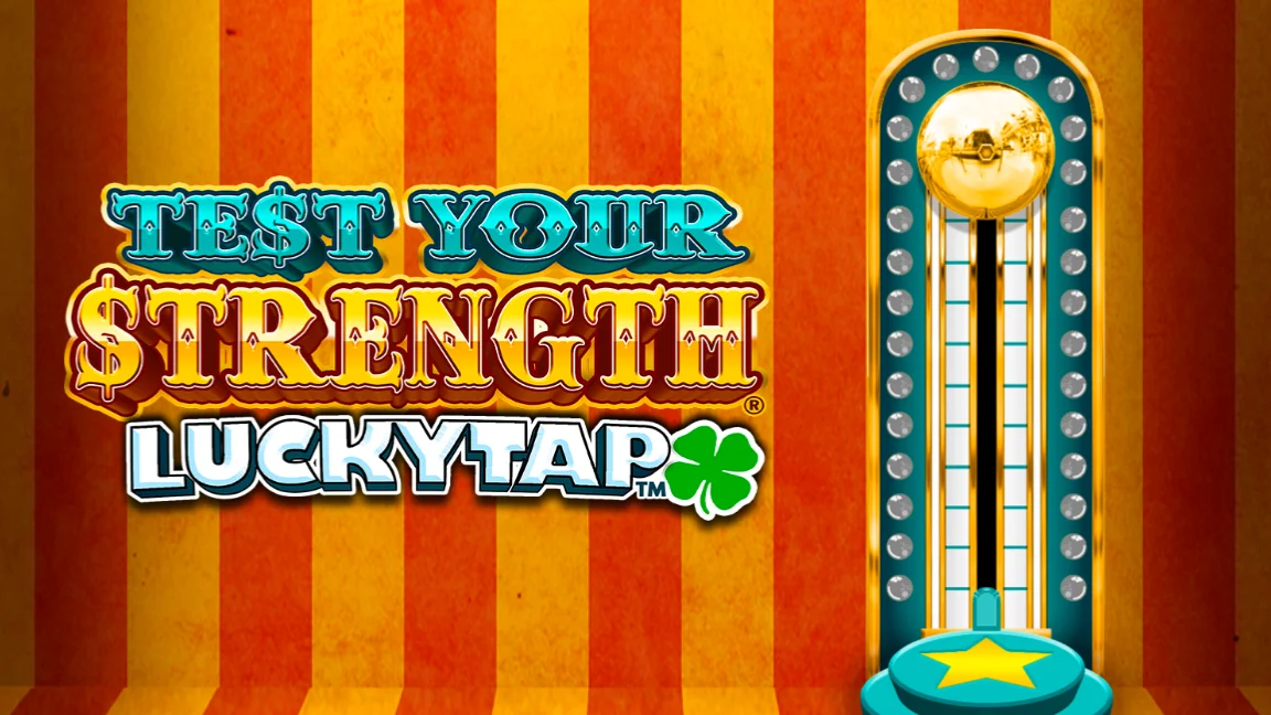 The promotional header for Test Your Strength LuckyTap™, an online slot game on Betty.ca.
