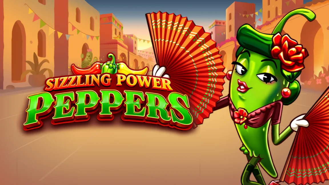 The promotional header for Sizzling Power Peppers, an online slot game on Betty.ca.