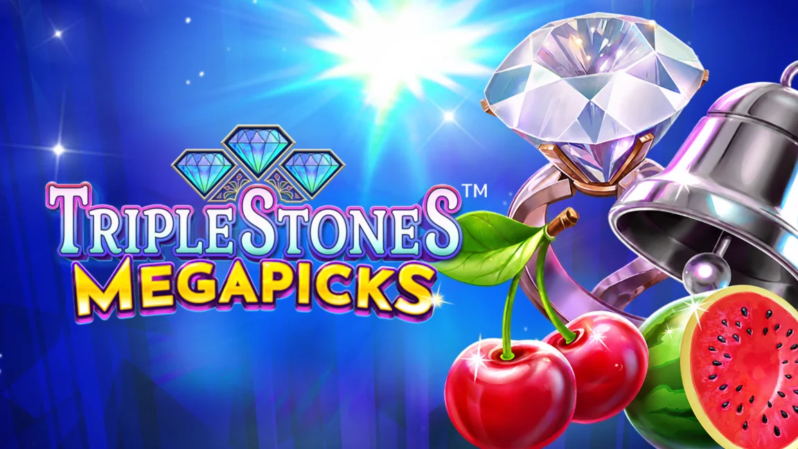 The promotional header for Triple Stones MegaPicks, an online slot game on Betty.ca.