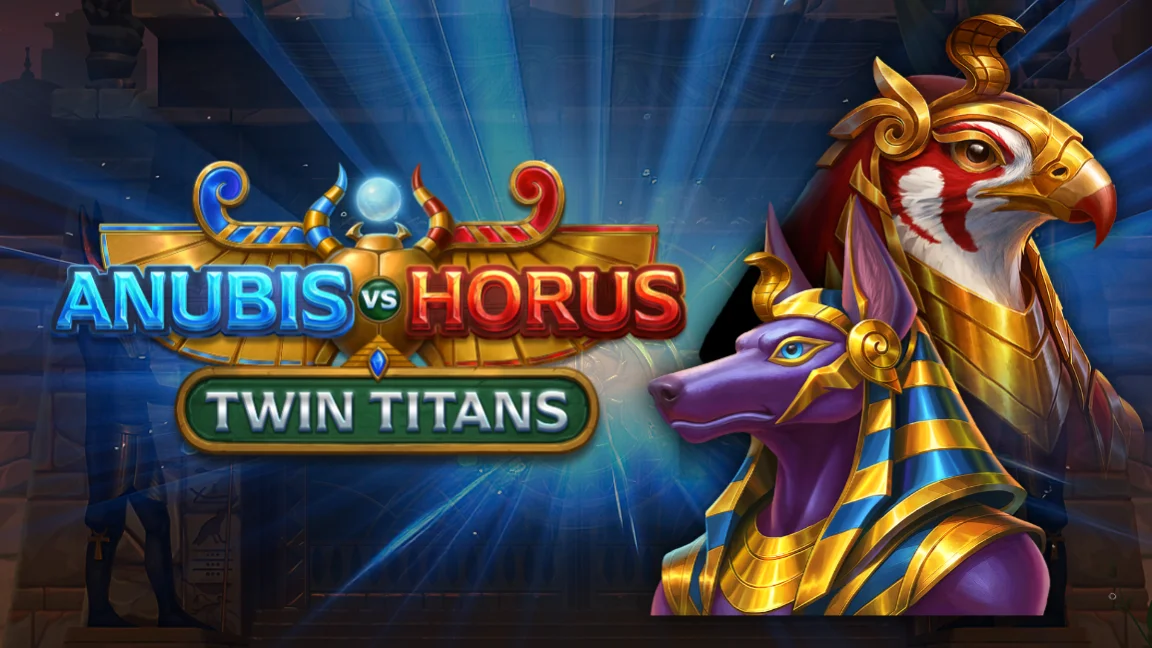 The promotional header for Anubis vs Horus: Twin Titans, an online slot game on Betty.ca.