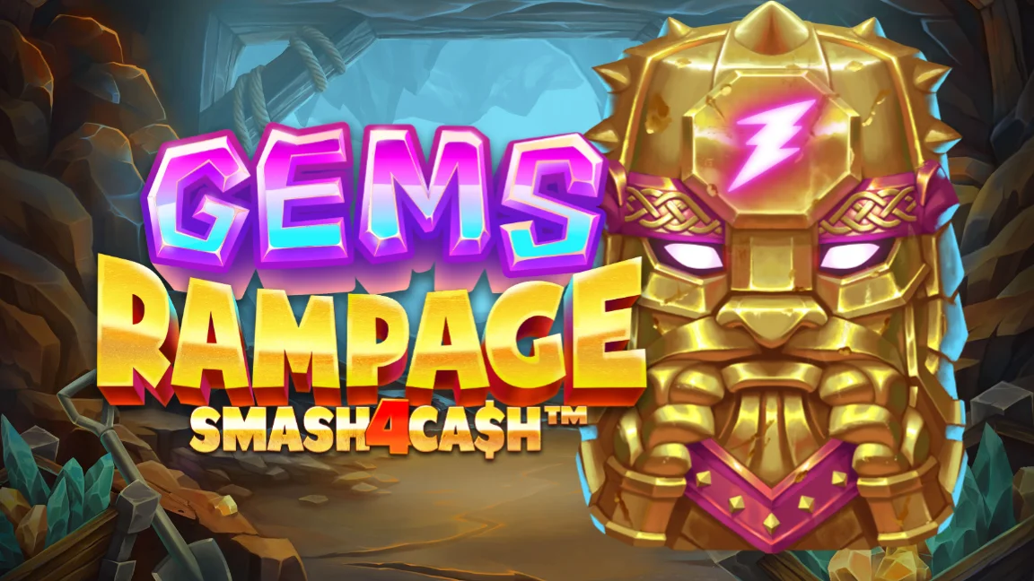 The promotional header for Gems Rampage (Smash4Cash), an online slot game on Betty.ca.