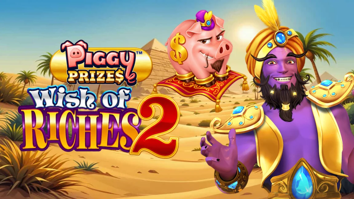 The promotional header for Piggy Prizes™ Wish of Riches 2™ Buy Bonus, an online slot game on Betty.ca.