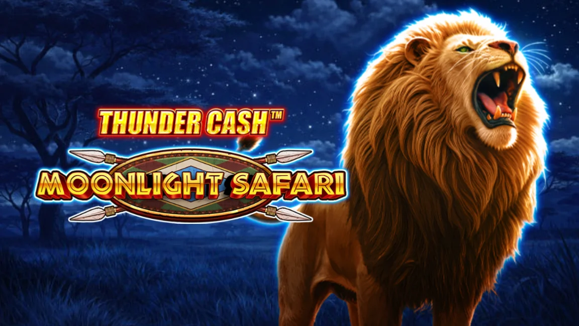 The promotional header for Thunder Cash™ - Moonlight Safari, an online slot game on Betty.ca.