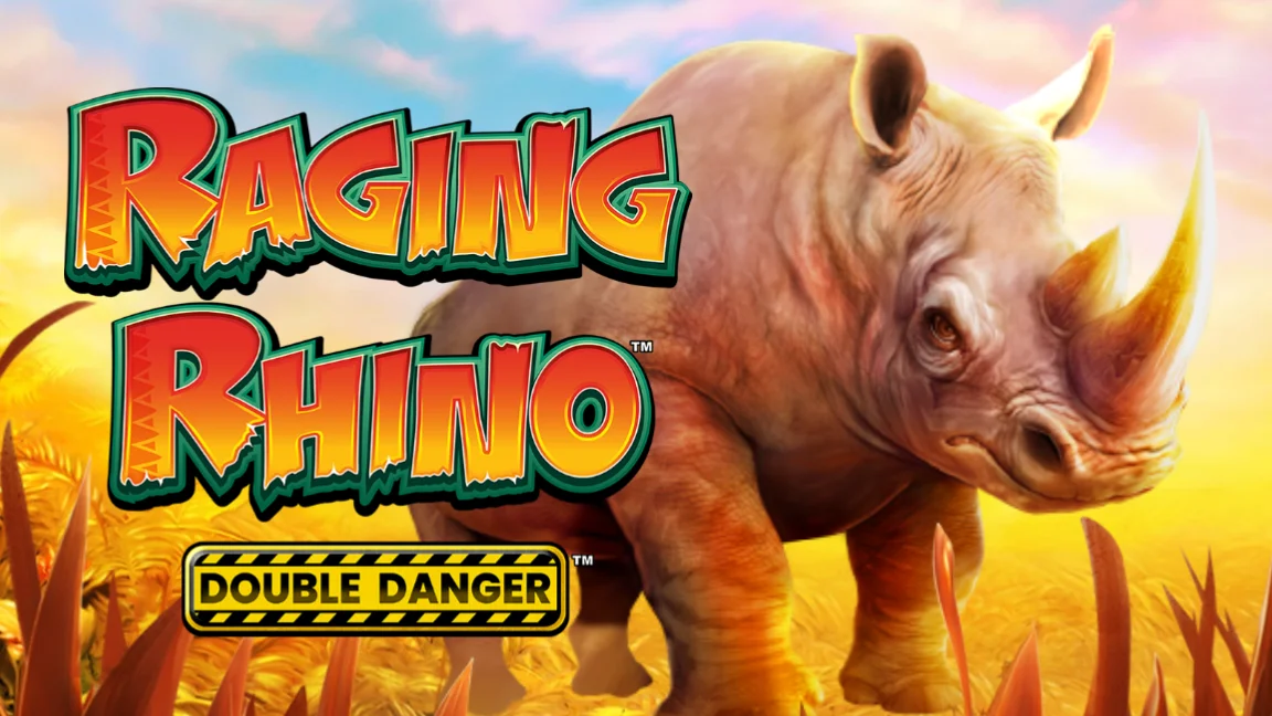 The promotional header for Raging Rhino Double Danger, an online slot game on Betty.ca.