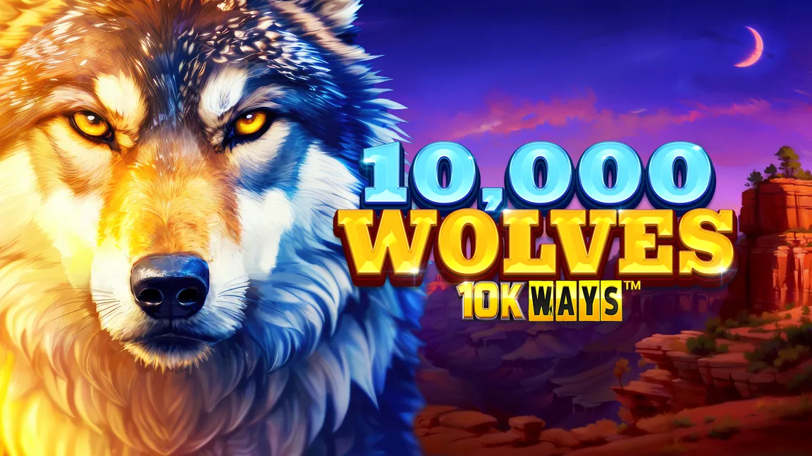 The promotional header for 10000 Wolves 10K Ways, an online slot game on Betty.ca.