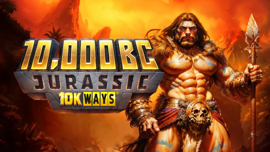 The promotional header for 10000 BC Jurassic 10K Ways, an online slot game on Betty.ca.