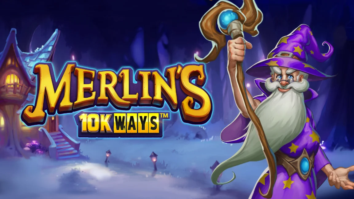 The promotional header for Merlin's 10K Ways, an online slot game on Betty.ca.