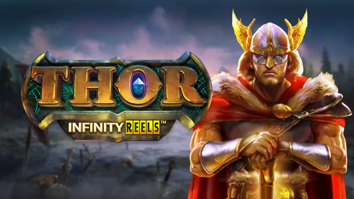The promotional header for Thor Infinity Reels, an online slot game on Betty.ca.