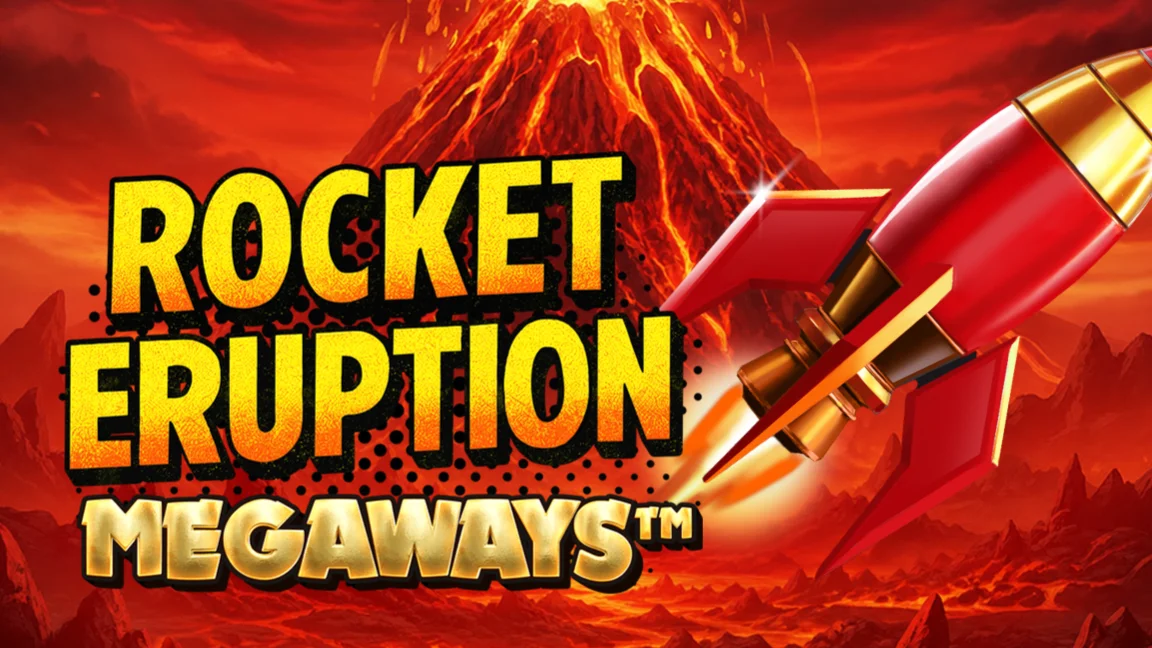 The promotional header for Rocket Eruption Megaways, an online slot game on Betty.ca.
