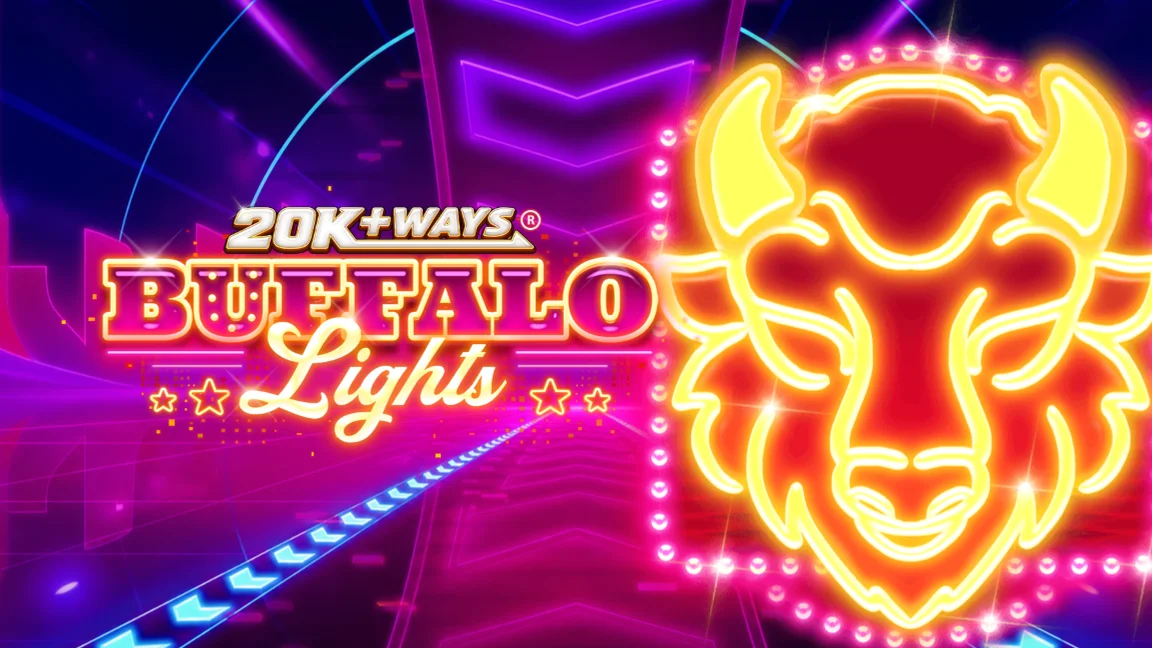 The promotional header for 20K+ Ways Buffalo Lights, an online slot game on Betty.ca.