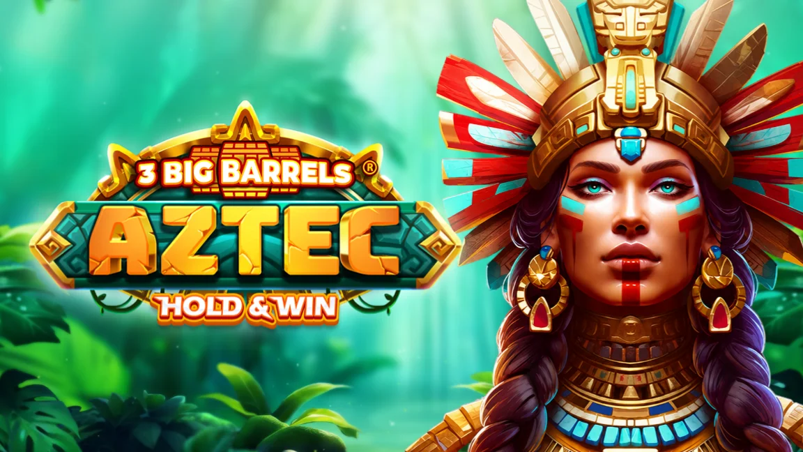 The promotional header for 3 Big Barrels Aztec, an online slot game on Betty.ca.