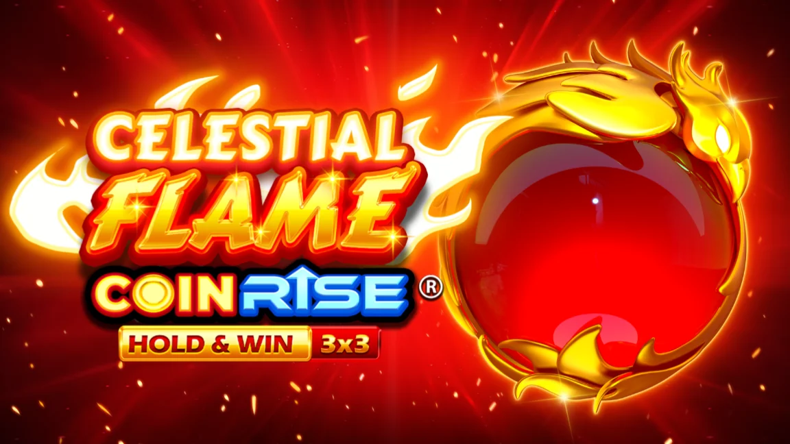 The promotional header for Celestial Flame Coin Rise, an online slot game on Betty.ca.
