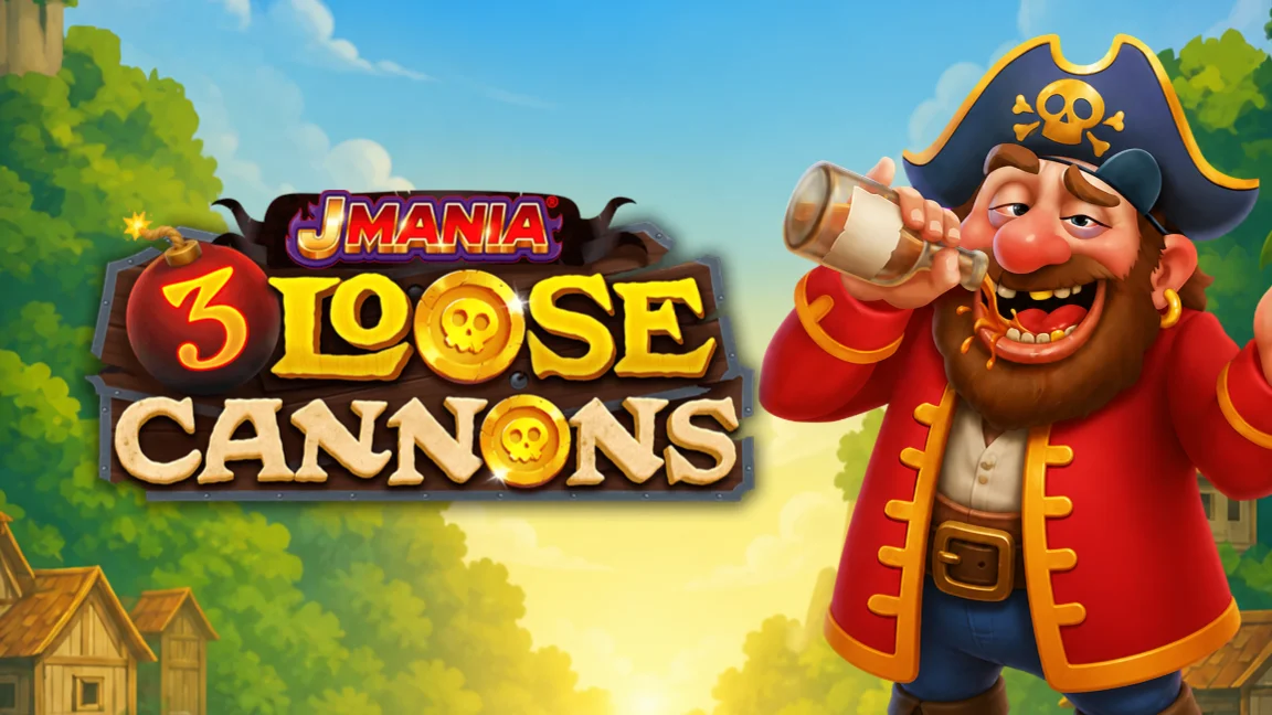 The promotional header for J Mania 3 Loose Cannons, an online slot game on Betty.ca.