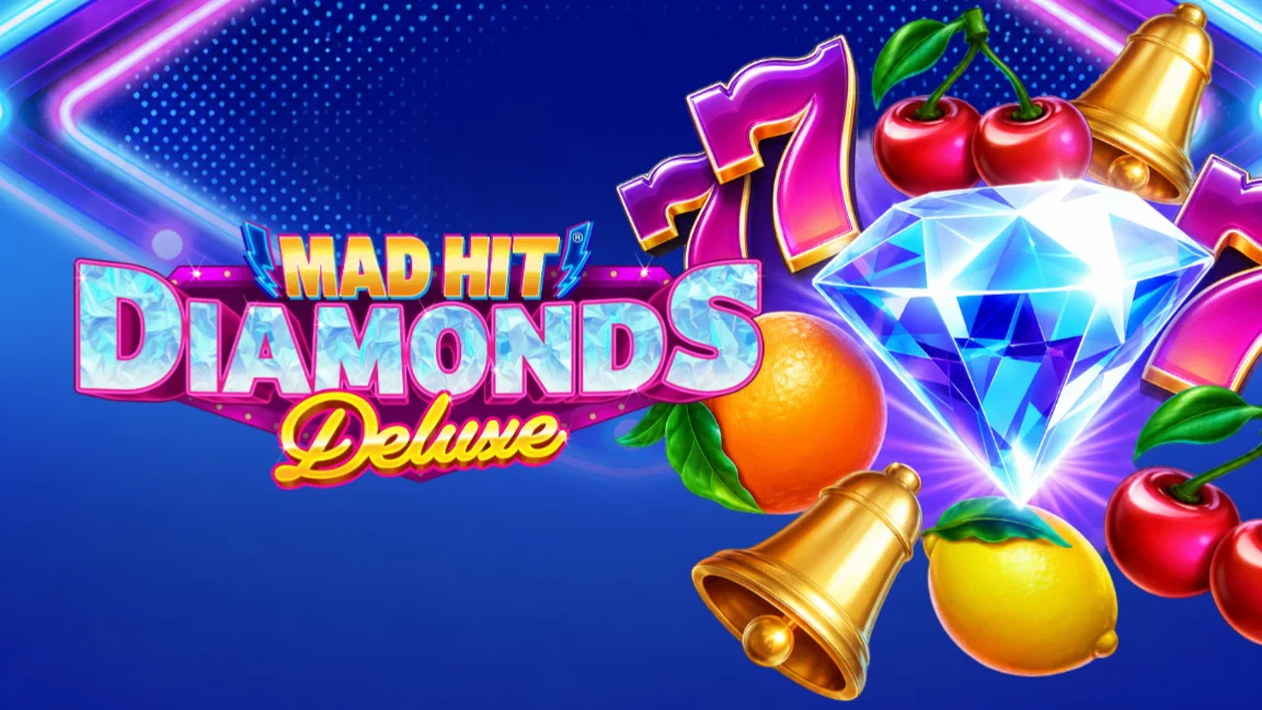 The promotional header for Mad Hit Diamonds Deluxe, an online slot game on Betty.ca.