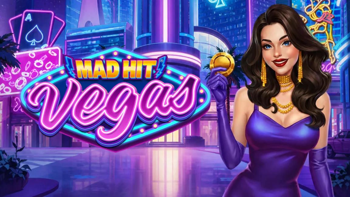 The promotional header for Mad Hit Vegas, an online slot game on Betty.ca.