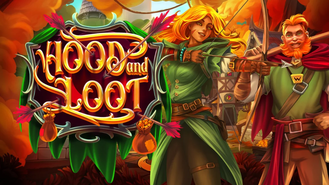 The promotional header for Hood and Loot, an online slot game on Betty.ca.
