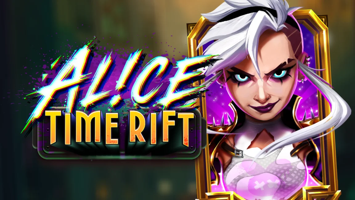 The promotional header for Alice Time Rift, an online slot game on Betty.ca.
