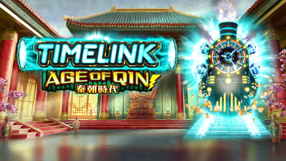 The promotional header for TimeLink Age of Qin, an online slot game on Betty.ca.