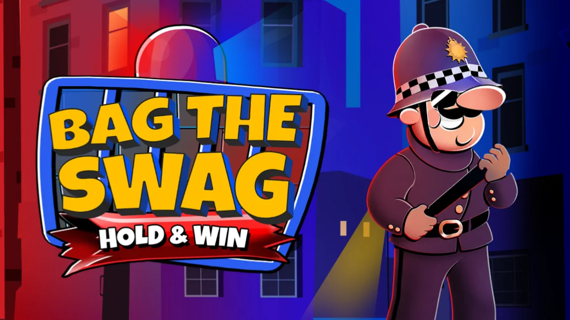 The promotional header for Bag the Swag: Hold & Win, an online slot game on Betty.ca.