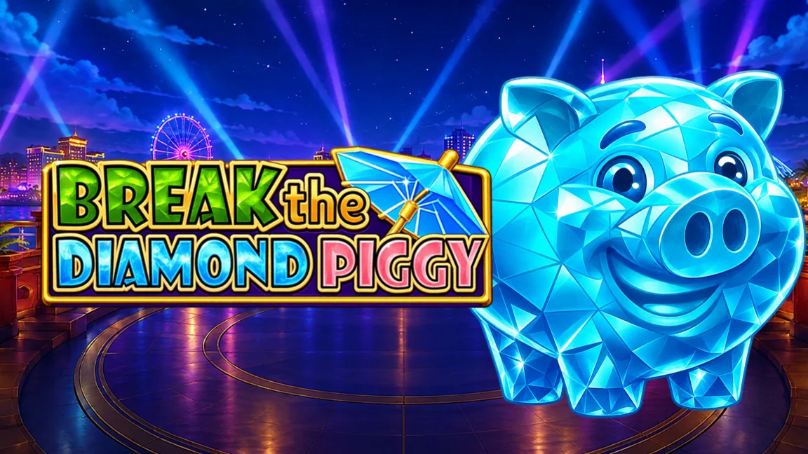 The promotional header for Break The Diamond Piggy, an online slot game on Betty.ca.