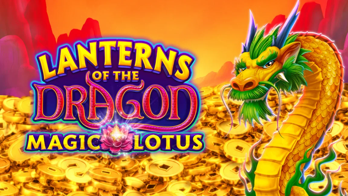 The promotional header for Lanterns of the Dragon Magic Lotus, an online slot game on Betty.ca.