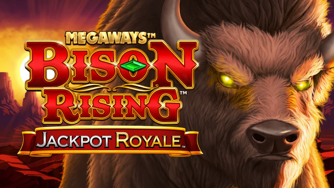 The promotional header for Bison Rising MEGAWAYS™ Jackpot Royale, an online slot game on Betty.ca.