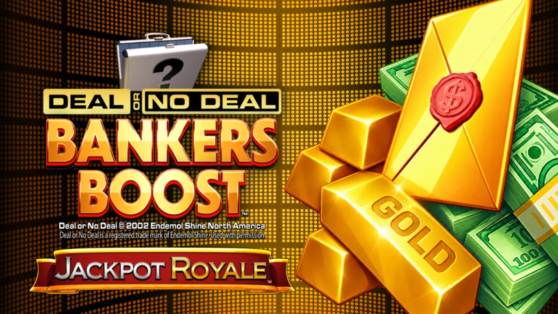 The promotional header for Deal or No Deal Banker's Boost Jackpot Royale, an online slot game on Betty.ca.